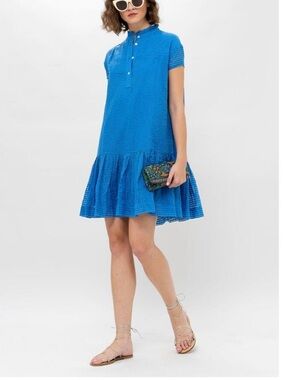 NWT Oliphant Delray Tuckernuck Gingham Blue Shift Mini Dress Size Large